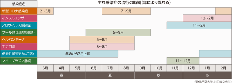 主な感染症の流行の時期（グラフ）