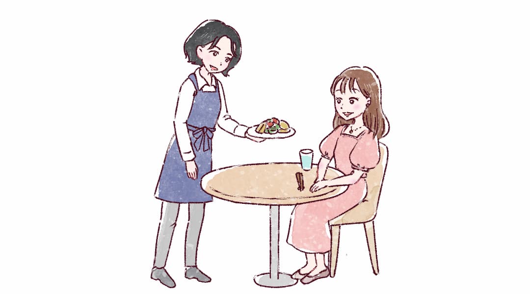 飲食店オーナーとお客さんのイラスト