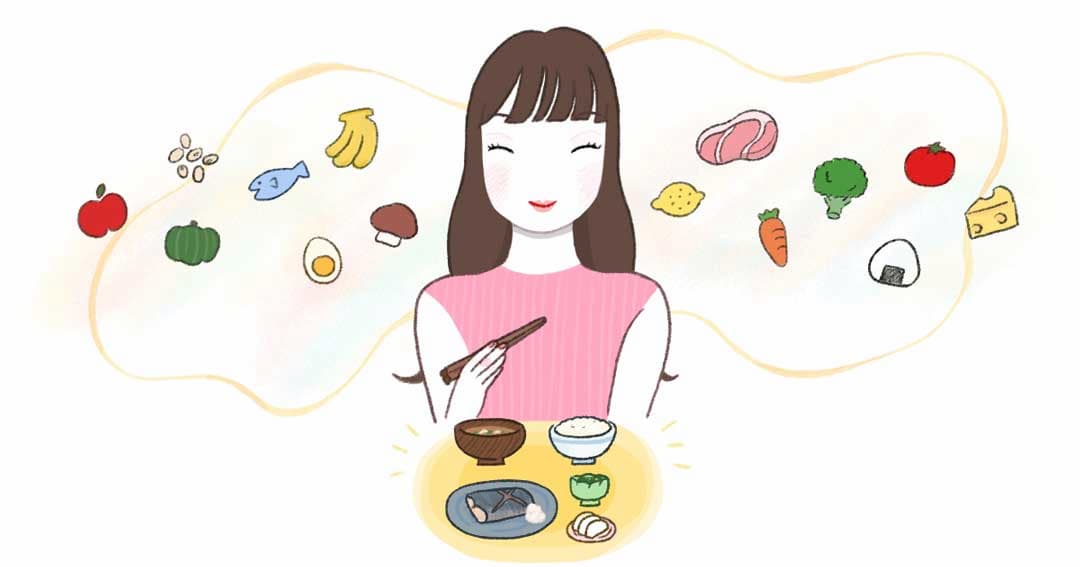 バランスの良い食事をしている様子のイラスト