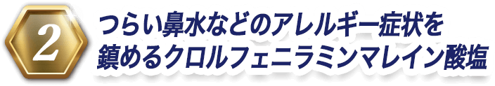 2 つらい鼻水などのアレルギー症状を鎮めるクロルフェニラミンマレイン酸塩