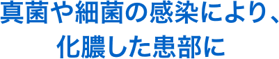 真菌や細菌の感染により、化膿した患部に