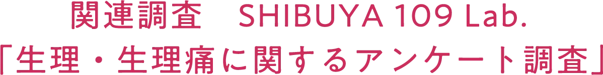 関連調査 SHIBUYA 109 Lab. 「生理・生理痛に関するアンケート調査」