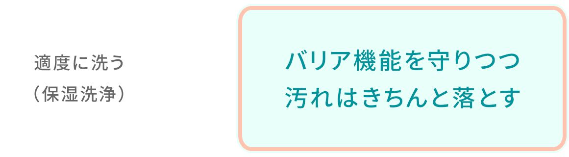 適度に洗う（保湿洗浄）：バリア機能を守りつつ汚れはきちんと落とす